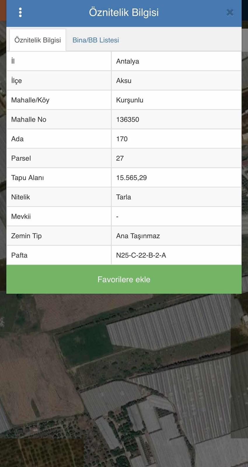 Aksu Kurşunluda 15.565 M² Satılık Tarla