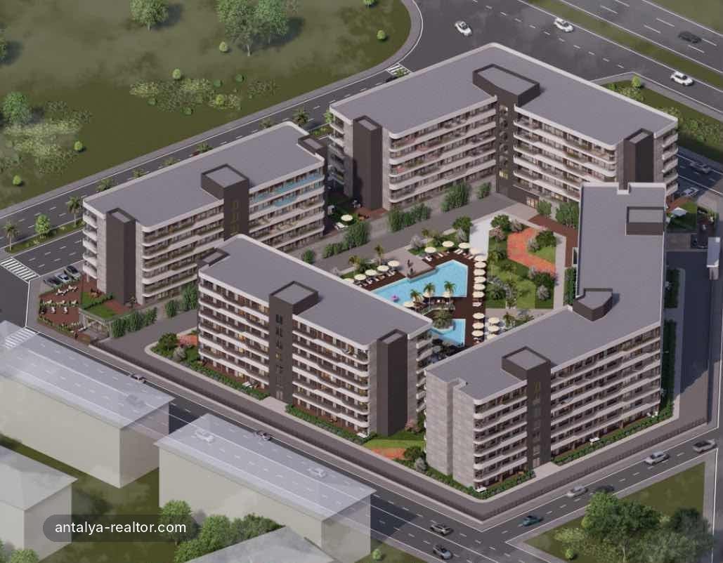 Продаётся квартира 1+1 на промежуточном этаже в Döşemealtı Sun City 2
