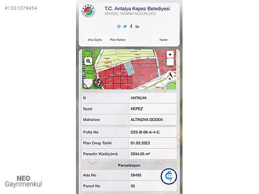 ALTINOVA BULVARINA 2.PARSEL SATILIK HİSSELİ ARSA
